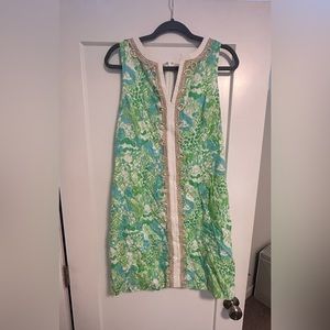 Lilly Pulitzer green, white and blue shift dress